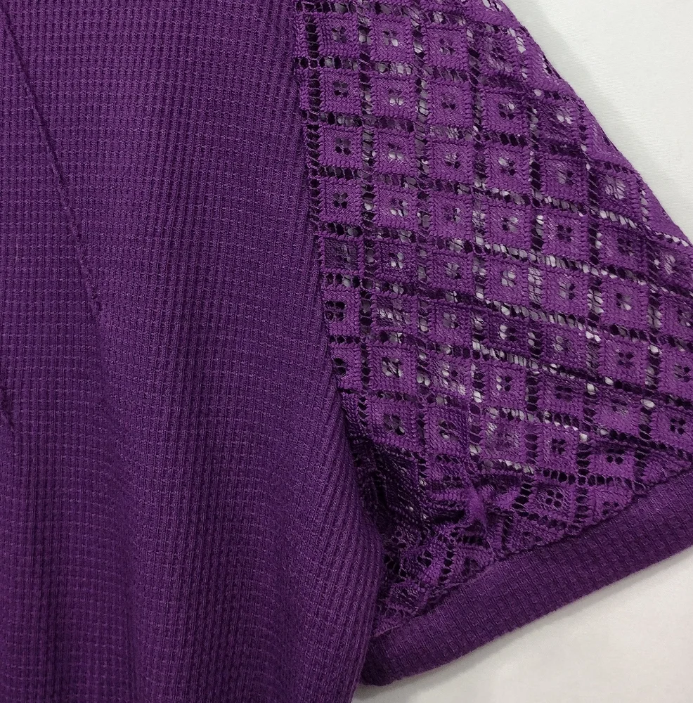 NWT Blooming Jelly Lace Sleeve Top Women's XL Purple Retro Boho Y2K Fairy - Picture 3 of 7